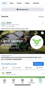 preview of social facebook ad for home services sharing schedule for an area
