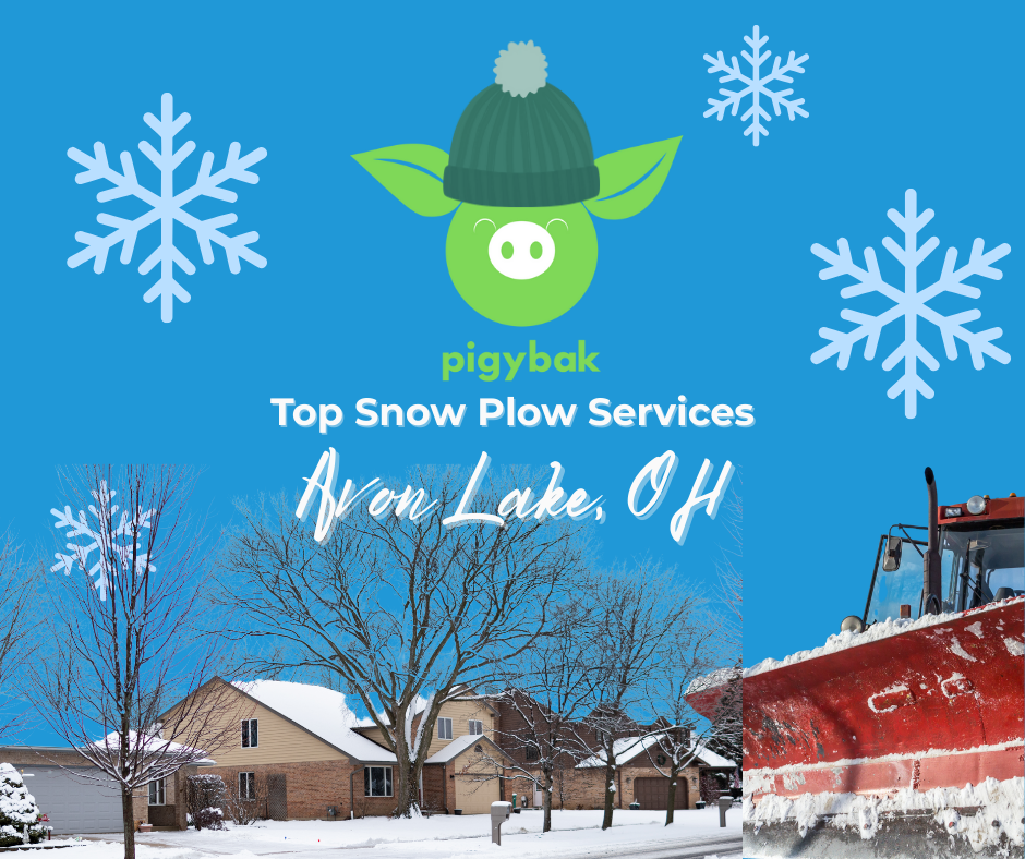 Snow plow clearing a residential driveway in Avon Lake, Ohio during a lake-effect snowstorm.