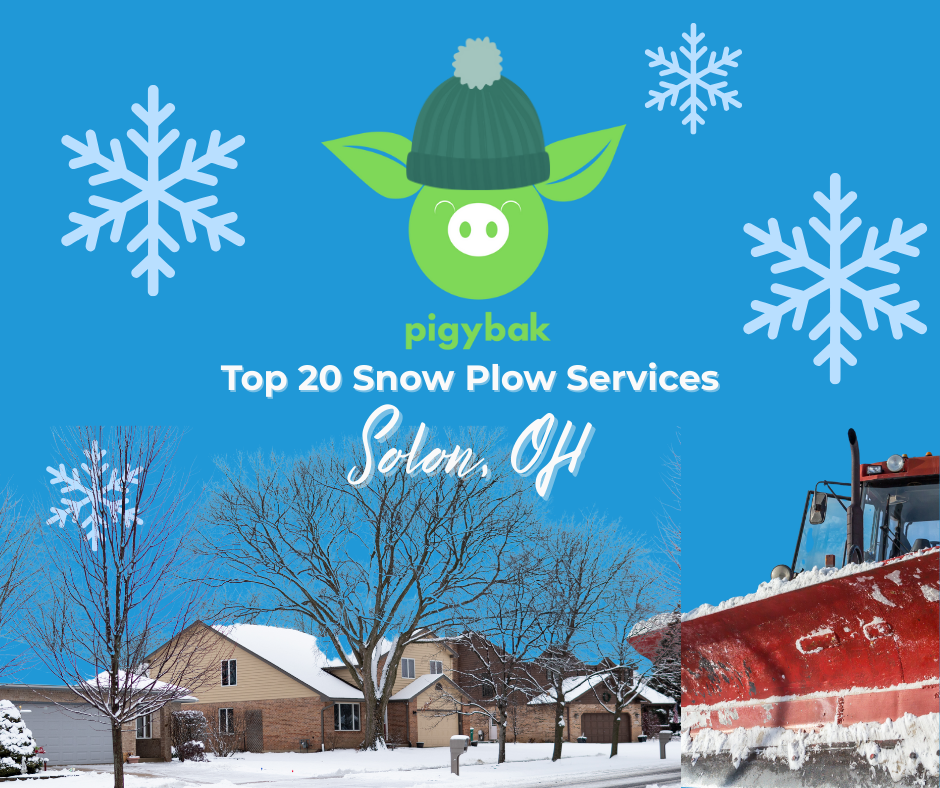 Snow plow clearing a parking lot in Solon, Ohio during a winter storm
