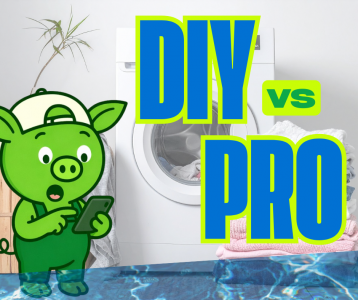 Homeowner painting wall on one side and licensed contractor reviewing renovation plans on the other, illustrating DIY vs professional home renovation.